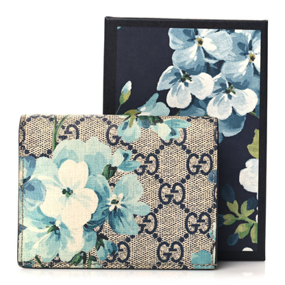 Gucci GG Supreme Monogram Blooms Card Case Wallet Beige Blue Navy Hibiscus Red 8 of 8