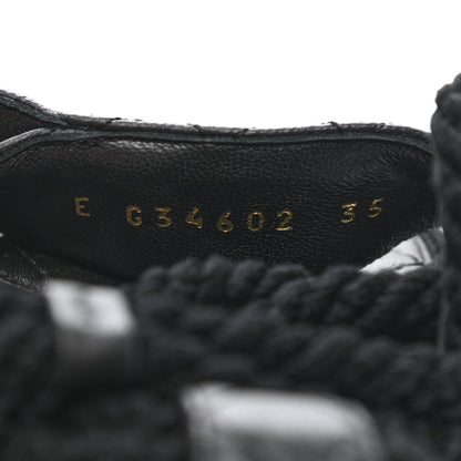 Chanel Cord Lambskin Quilted Logo Sandals 35 Black 8 of 8