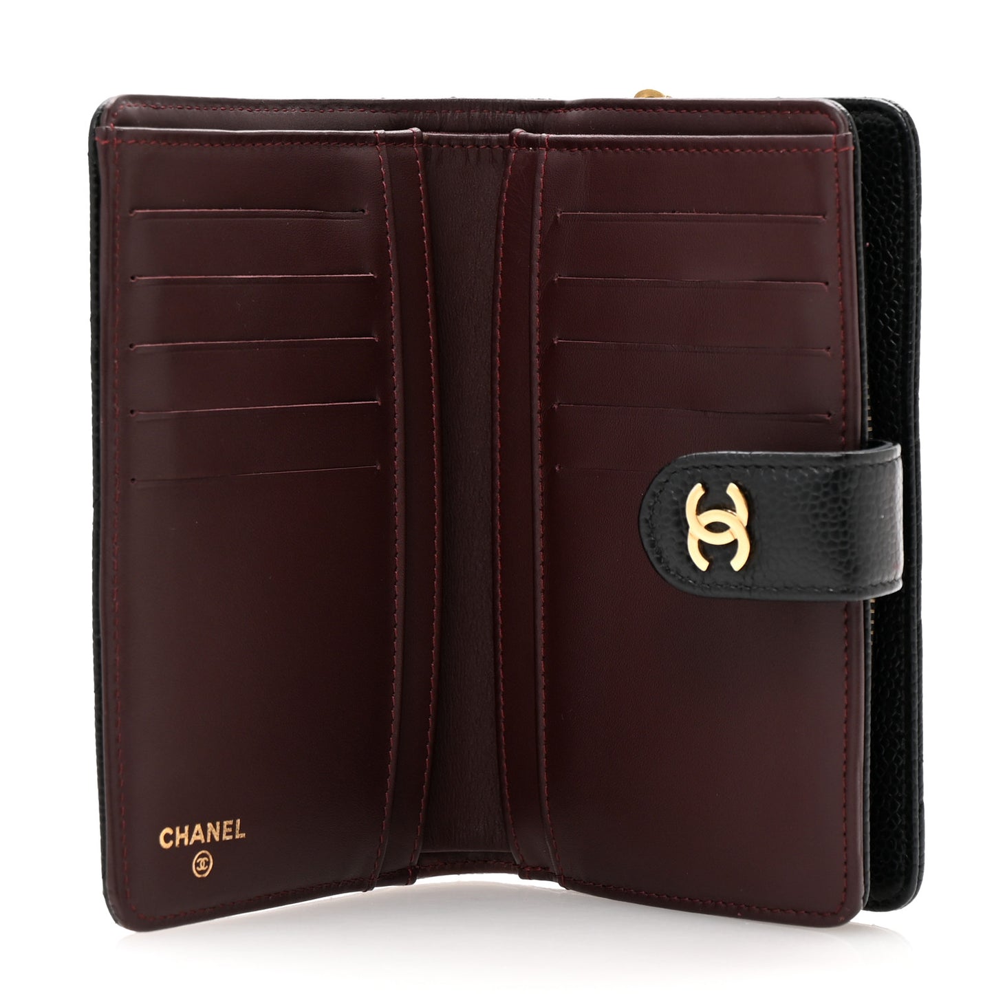 Caviar Quilted Zipped Pocket Wallet Black