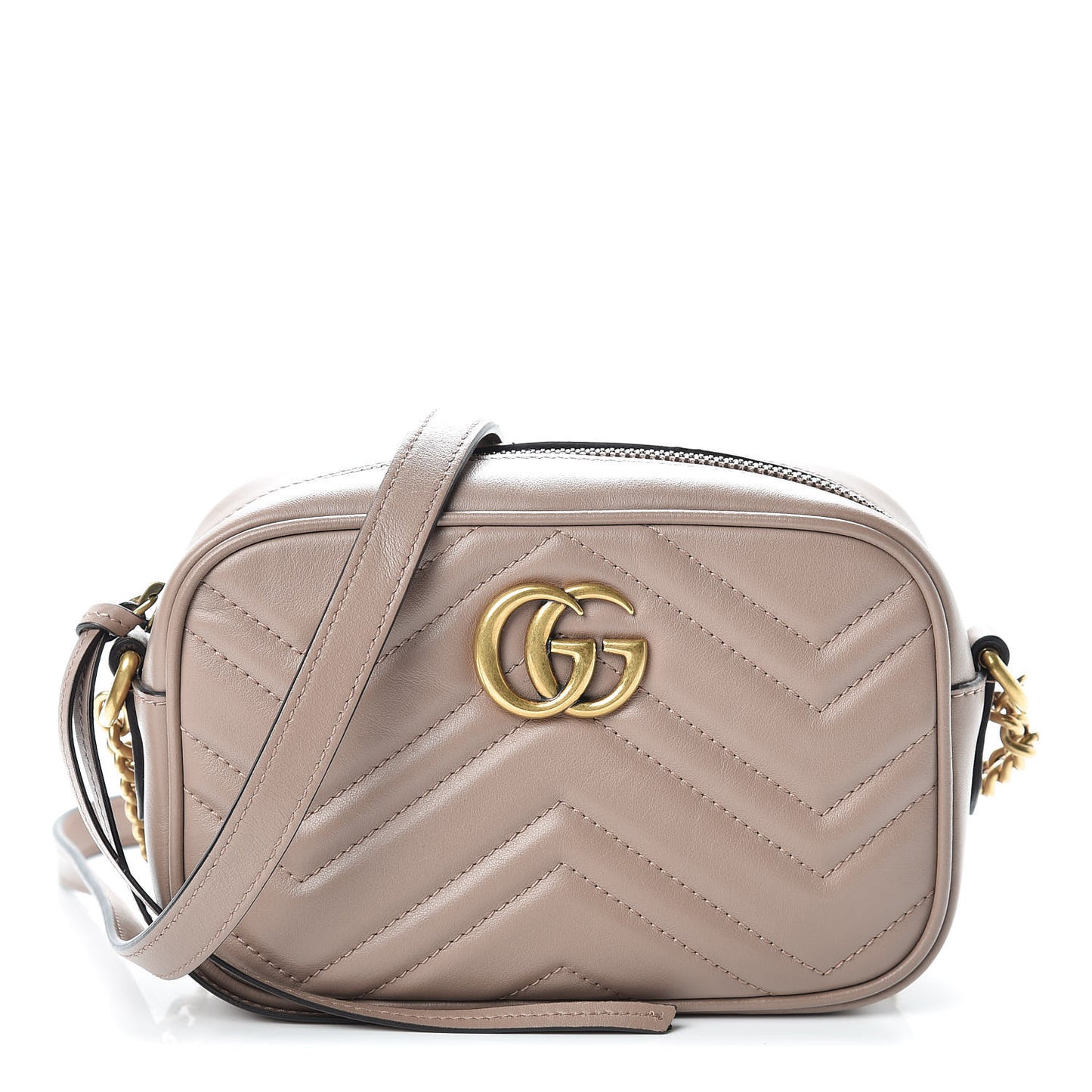 Calfskin Matelasse Mini GG Marmont Chain Shoulder Bag Porcelain Rose