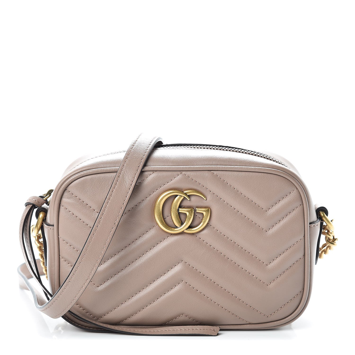Gucci Calfskin Matelasse Mini GG Marmont Chain Shoulder Bag Porcelain Rose 1 of 11