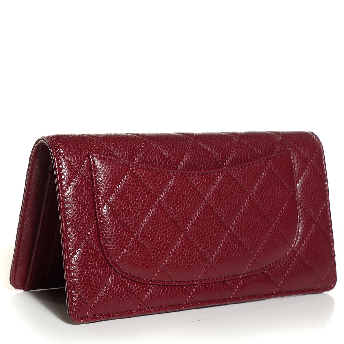 Caviar Quilted Yen Wallet Dark Red