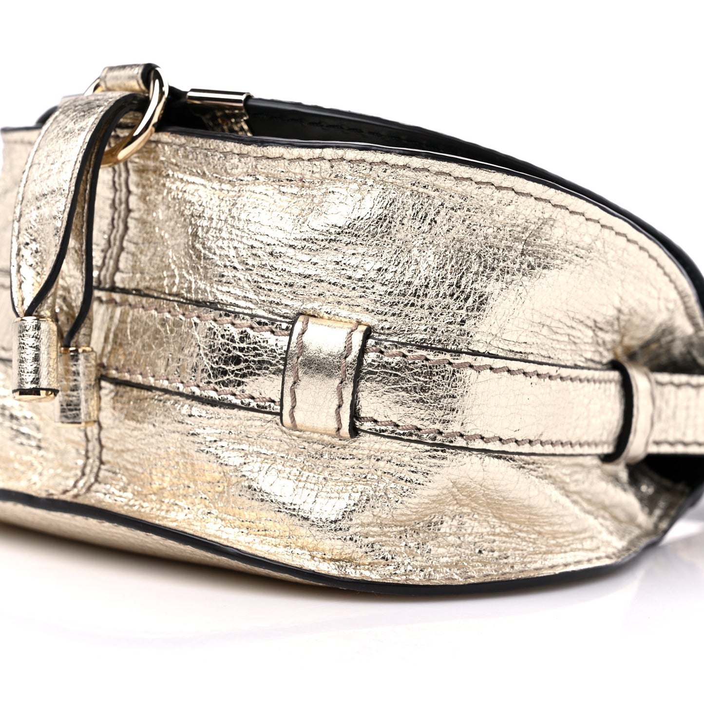 Metallic Calfskin Small Marcie Saddle Bag Gold