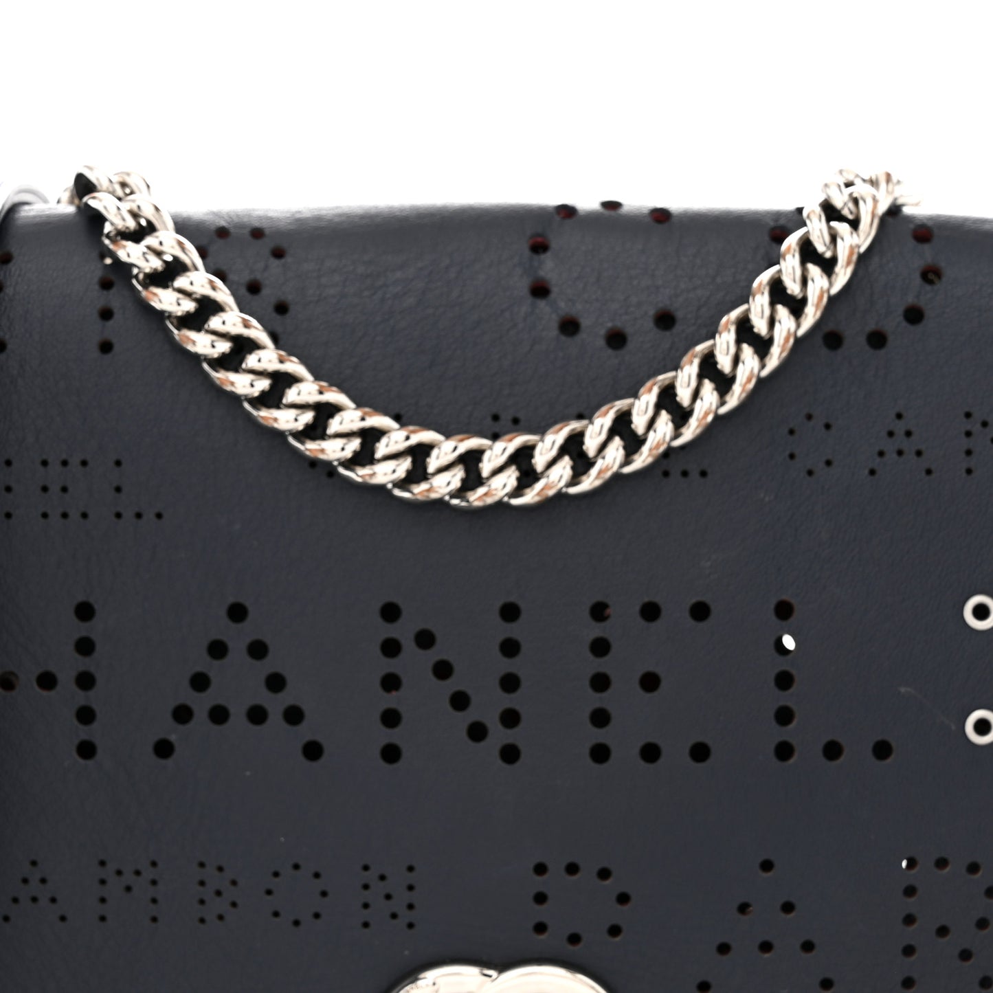 Calfskin Tweed Eyelet Flap Bag Navy