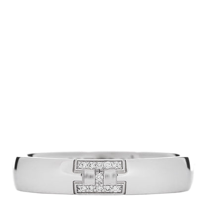 Hermes 18K White Gold Diamond Ever Herakles Wedding Band Ring 51 5.75 1 of 5