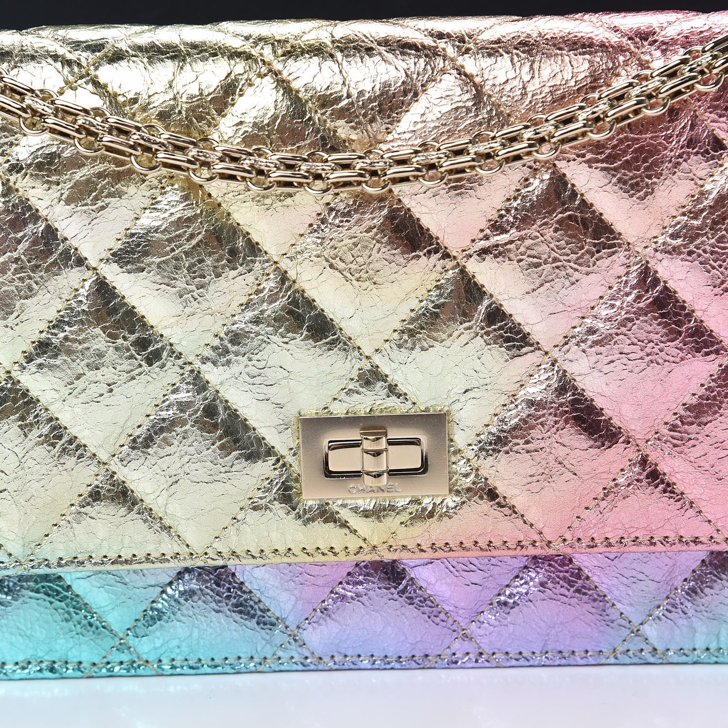 Chanel Metallic Goatskin Quilted 2.55 Reissue Wallet on Chain WOC Multicolor 8 of 11