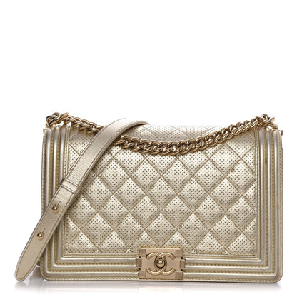 Chanel Lambskin Perforated Quilted New Medium Boy Flap Gold 1 of 22