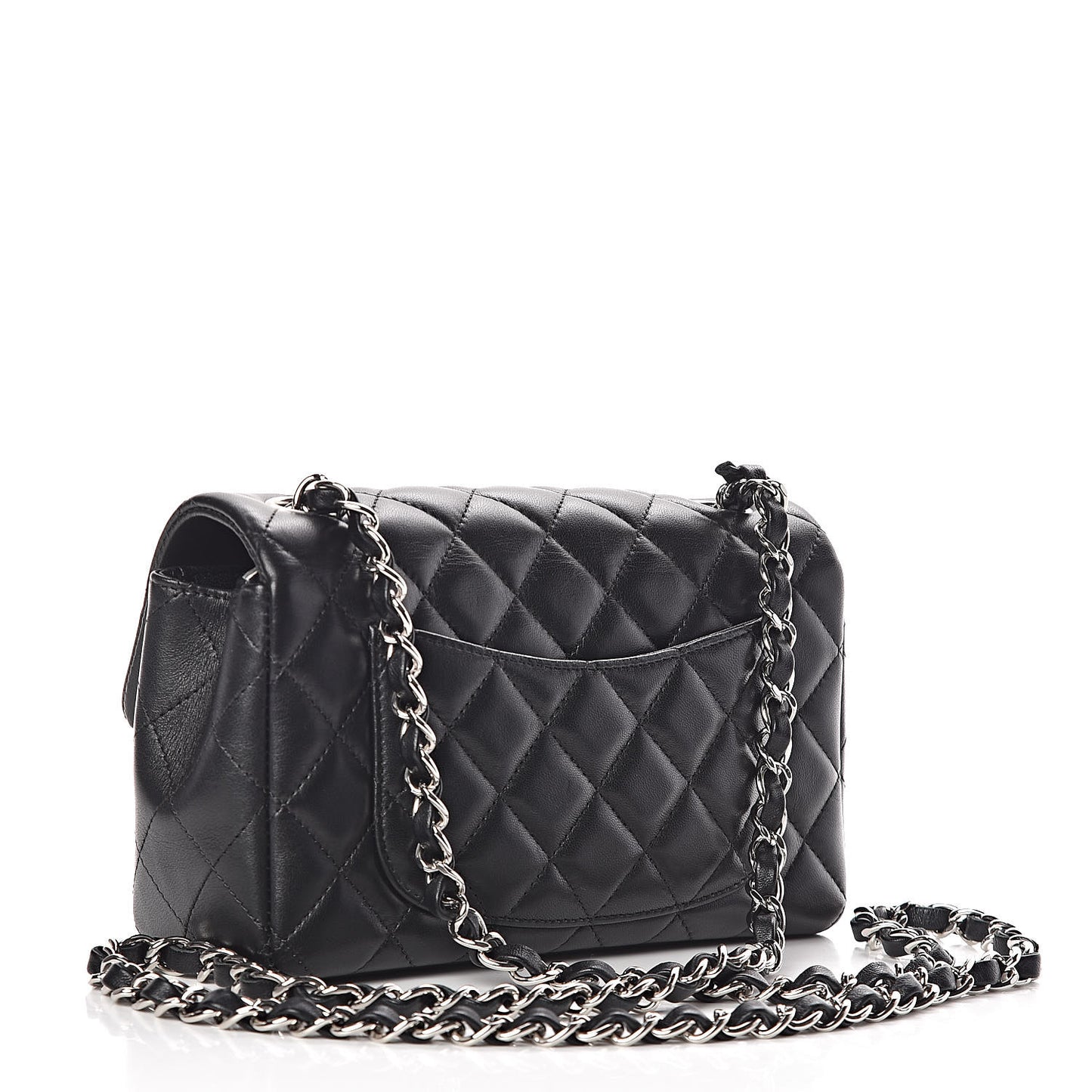 Lambskin Quilted Mini Rectangular Flap Black