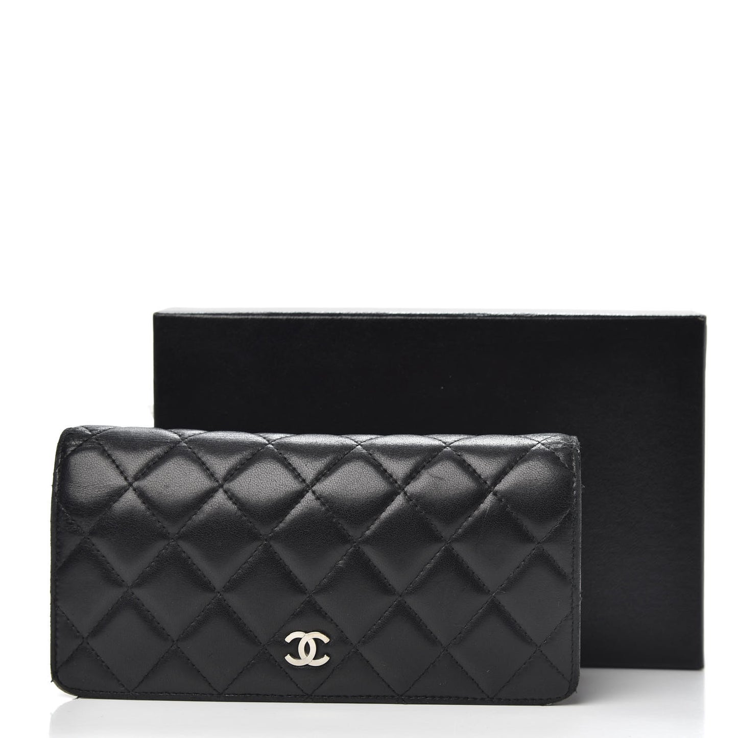 Lambskin Quilted Yen Wallet Black