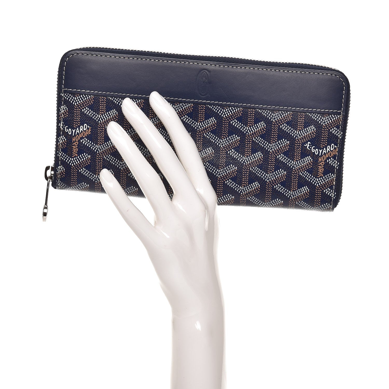 Goyard Goyardine Matignon Zip Around GM Wallet Navy 2 of 9