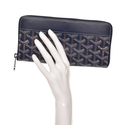 Goyard Goyardine Matignon Zip Around GM Wallet Navy 2 of 9