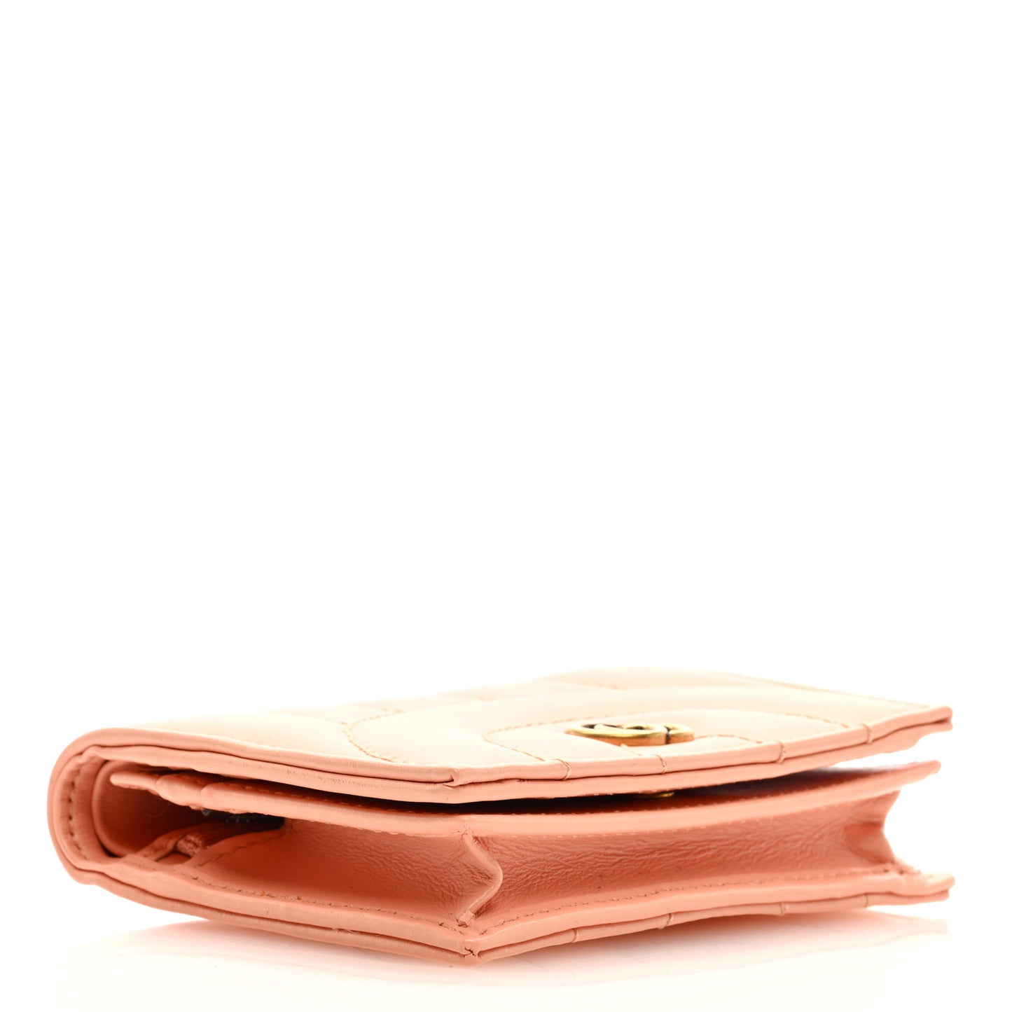 Calfskin Vertical Ring Matelasse GG Marmont Card Case Wallet Peachy Chic