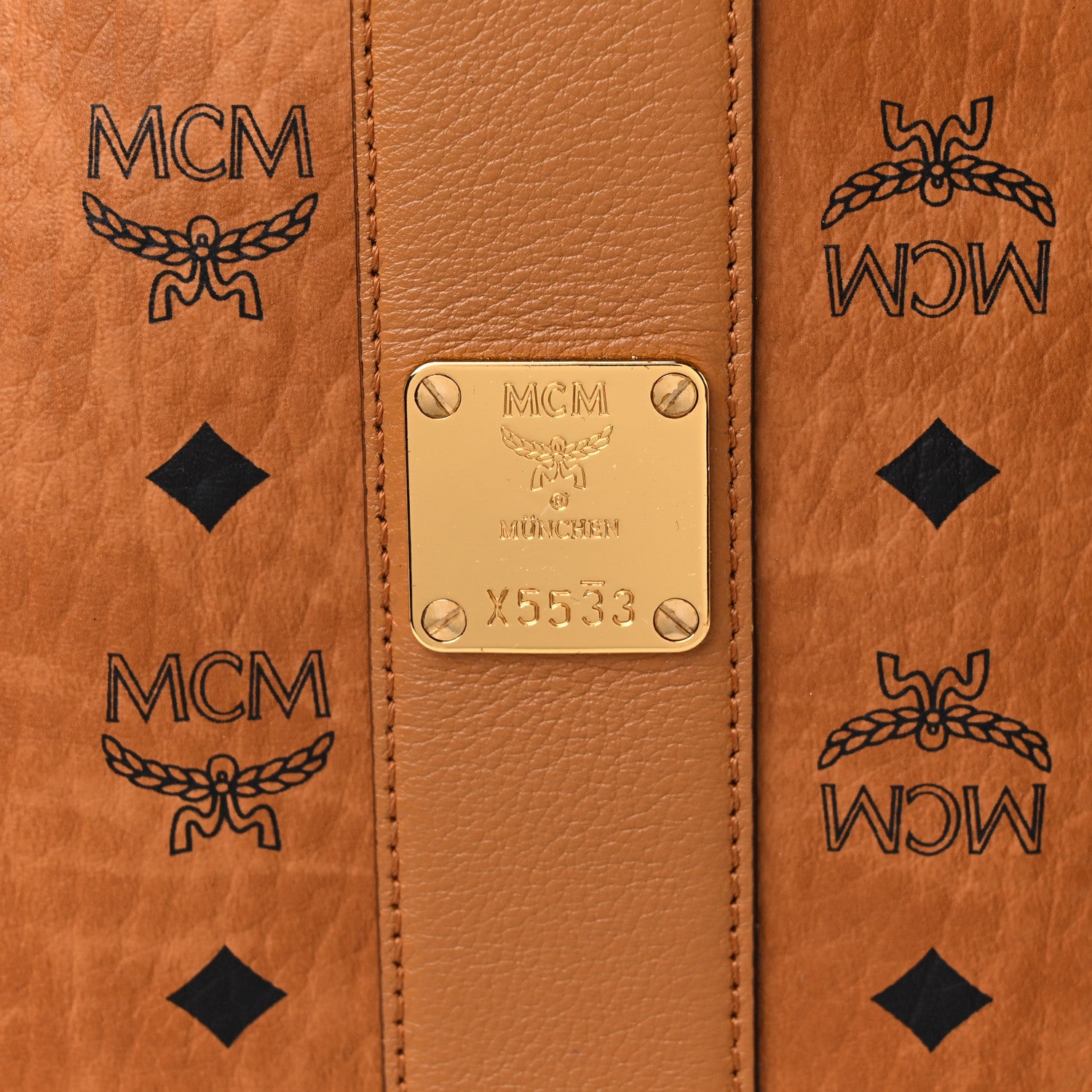 MCM Visetos Medium Liz Reversible Shopper Tote Cognac 7 of 21