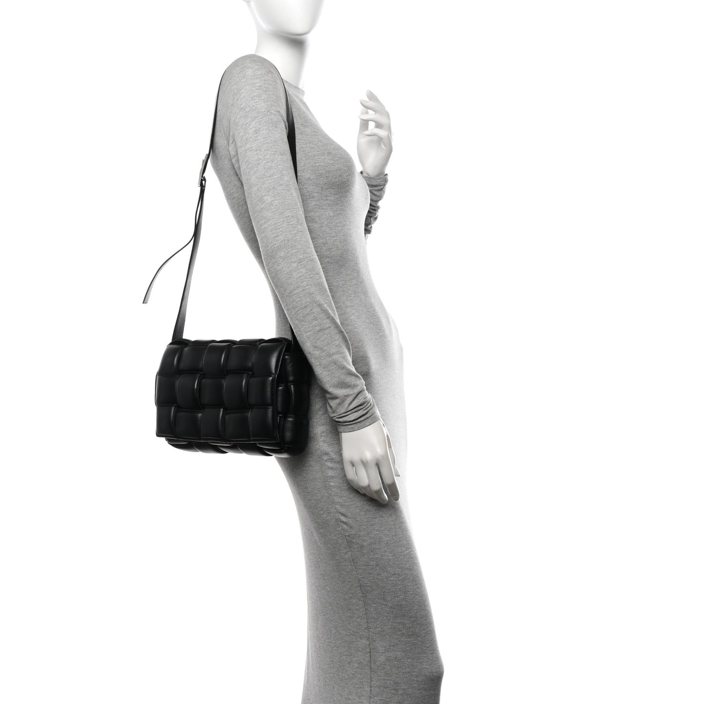Nappa Maxi Intreccio Padded Cassette Crossbody Bag Black