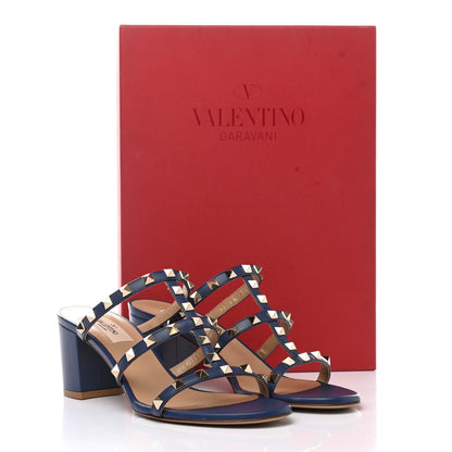 Valentino Garavani Calfskin Nappa Rockstud 60mm Caged Slide Sandals 39 Light Ocean 9 of 9