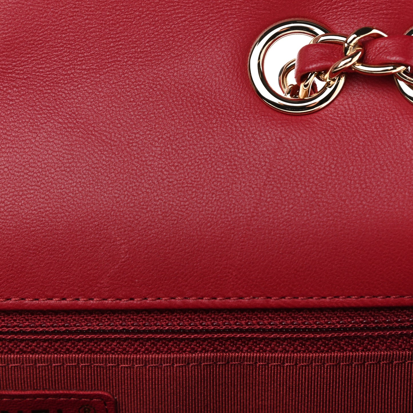 Lambskin Chevron Quilted Flap Red