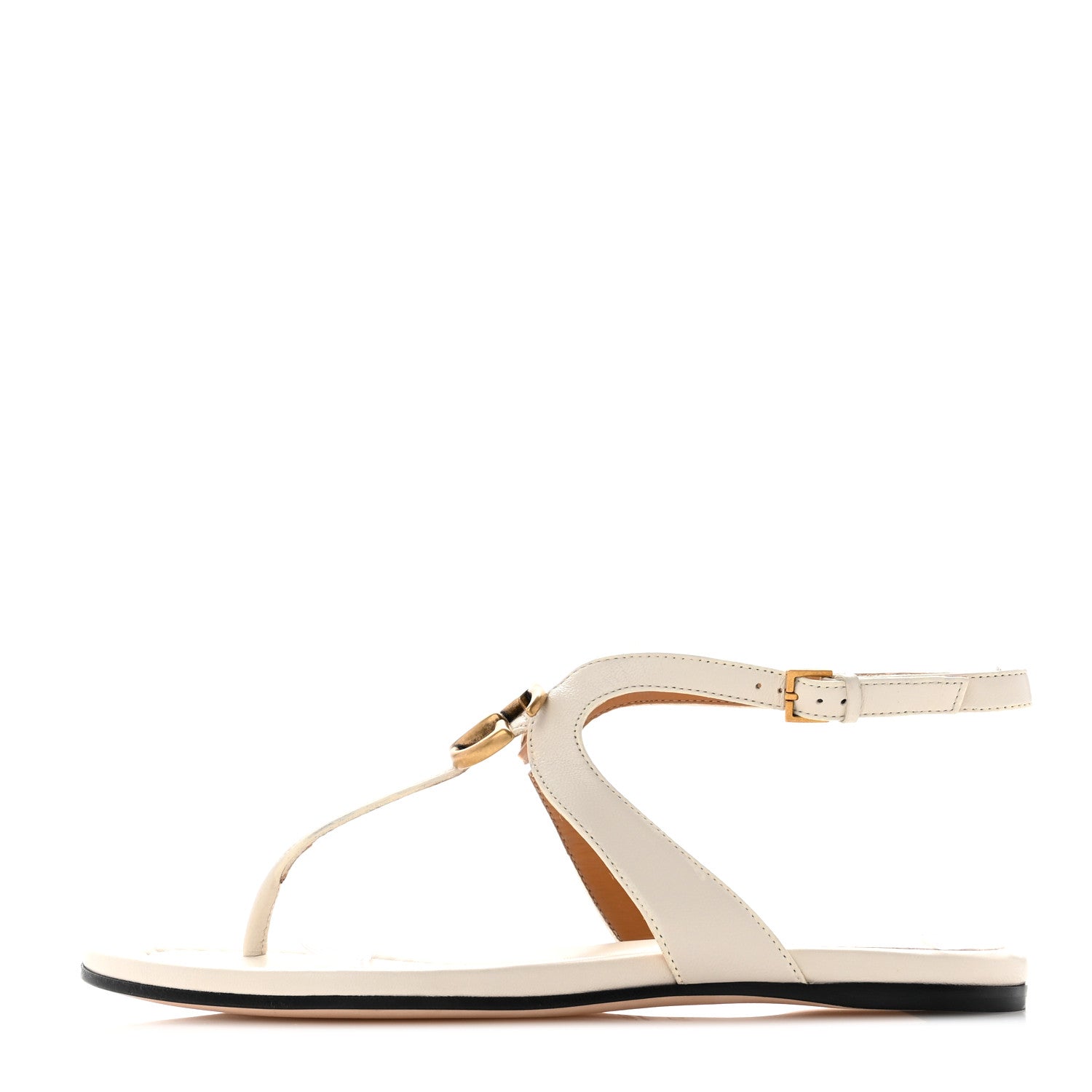 Gucci Nappa Charlotte Double G Thong Flat Sandals 37.5 White 1 of 7