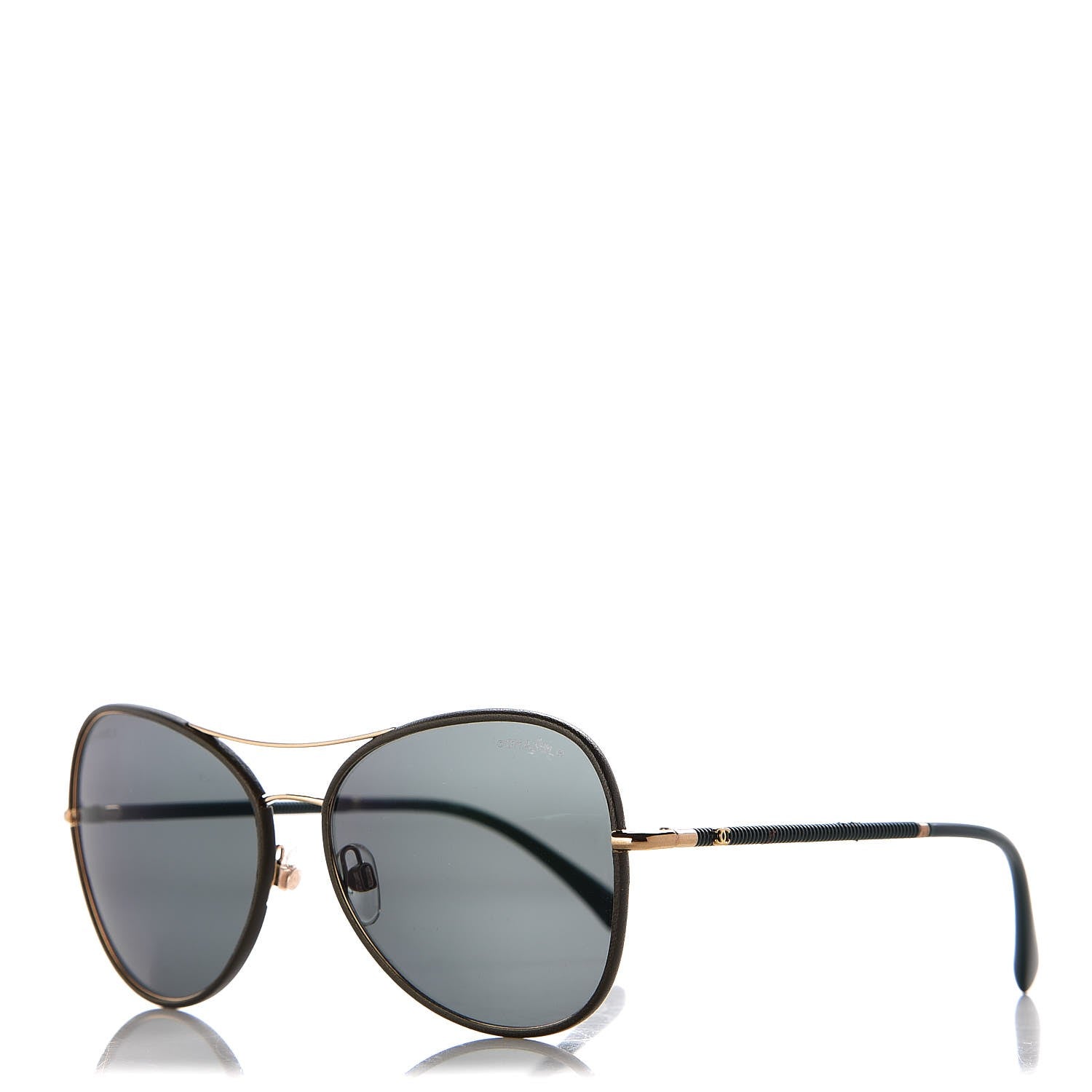 Chanel Metal Lambskin Pilot Fall Sunglasses 4227-Q Green 1 of 9