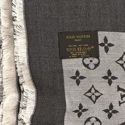 Louis Vuitton Silk Wool Monogram Denim Shawl Black 3 of 3