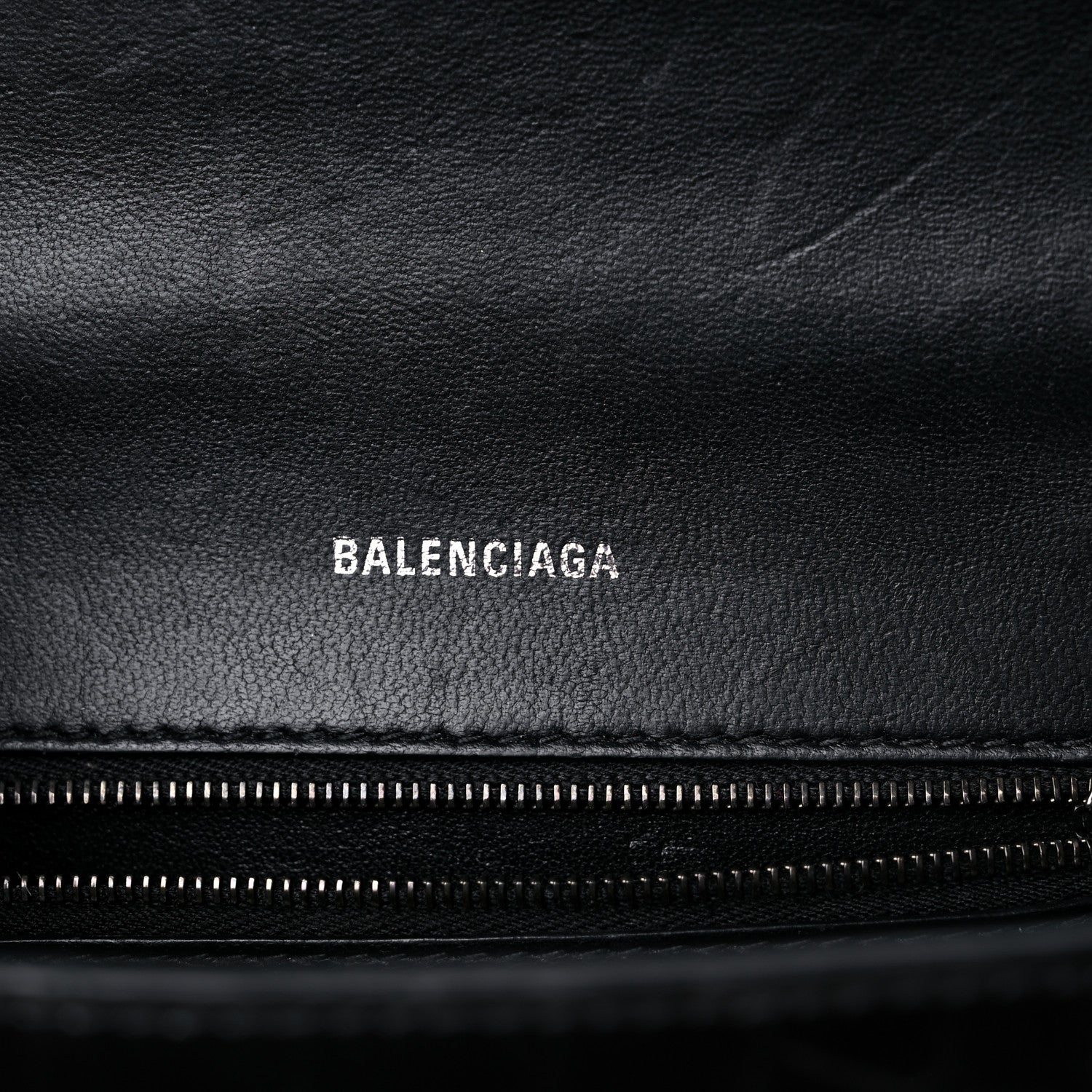 Balenciaga Shiny Calfskin Monochrome Crocodile Embossed Small Hourglass Top Handle Bag Black 6 of 15