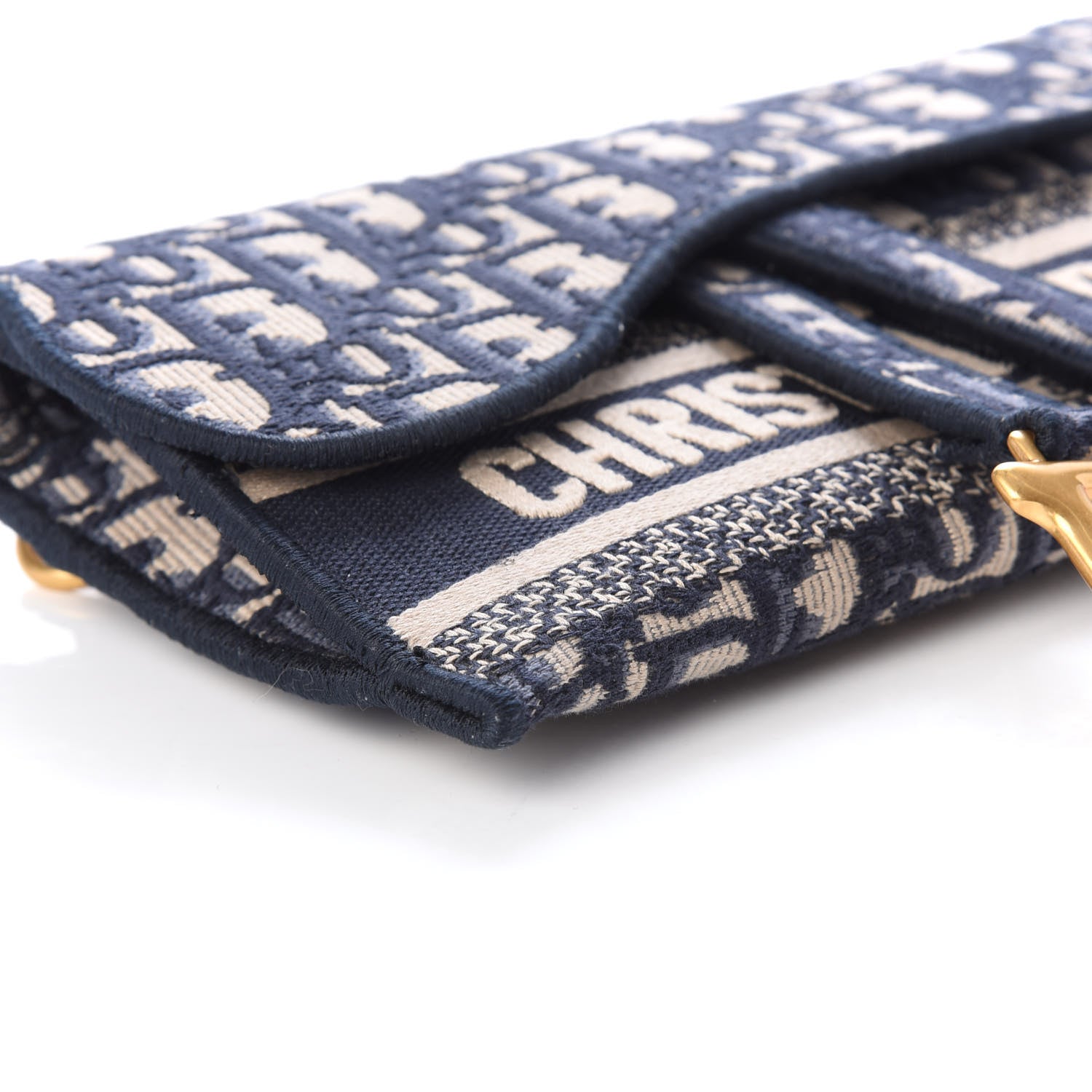 Christian Dior Oblique Slim Saddle Pouch Blue 8 of 10