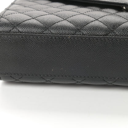 Saint Laurent Grain De Poudre Textured Mixed Matelasse Triquilt Medium Monogram Satchel Black 12 of 13