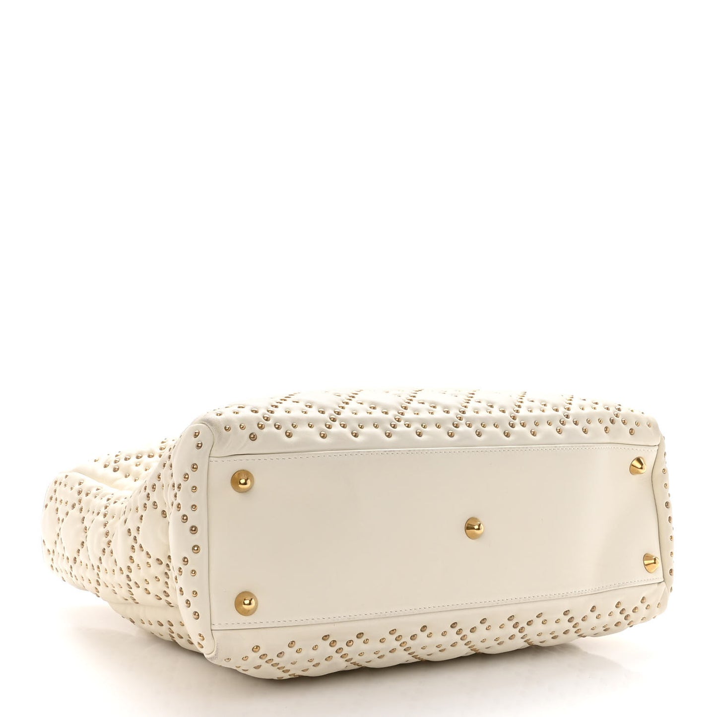 Lambskin Cannage Studded Large Supple Lady Dior White
