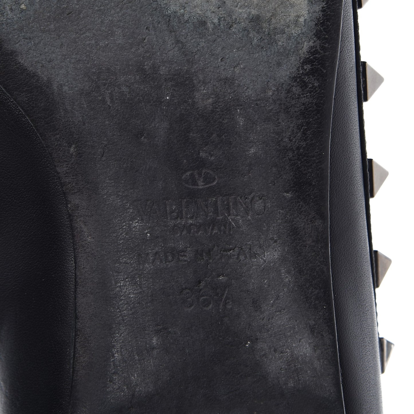 Nappa Rockstud Cage Ballerina Flats 36.5 Black