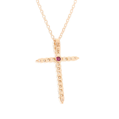 Roberto Coin 18K Rose Gold Diamond Cross Pendant Necklace 3 of 4