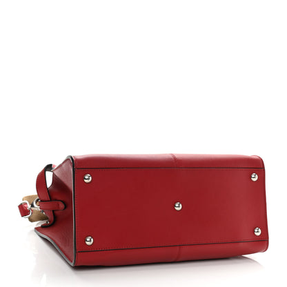 Fendi Vitello Seta Glazed Fabric FF 1974 Medium Peekaboo X-Lite Fragola Mogano Panna 4 of 11