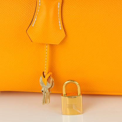 Hermes Epsom Candy Birkin 35 Jaune D'Or Feu 2 of 26