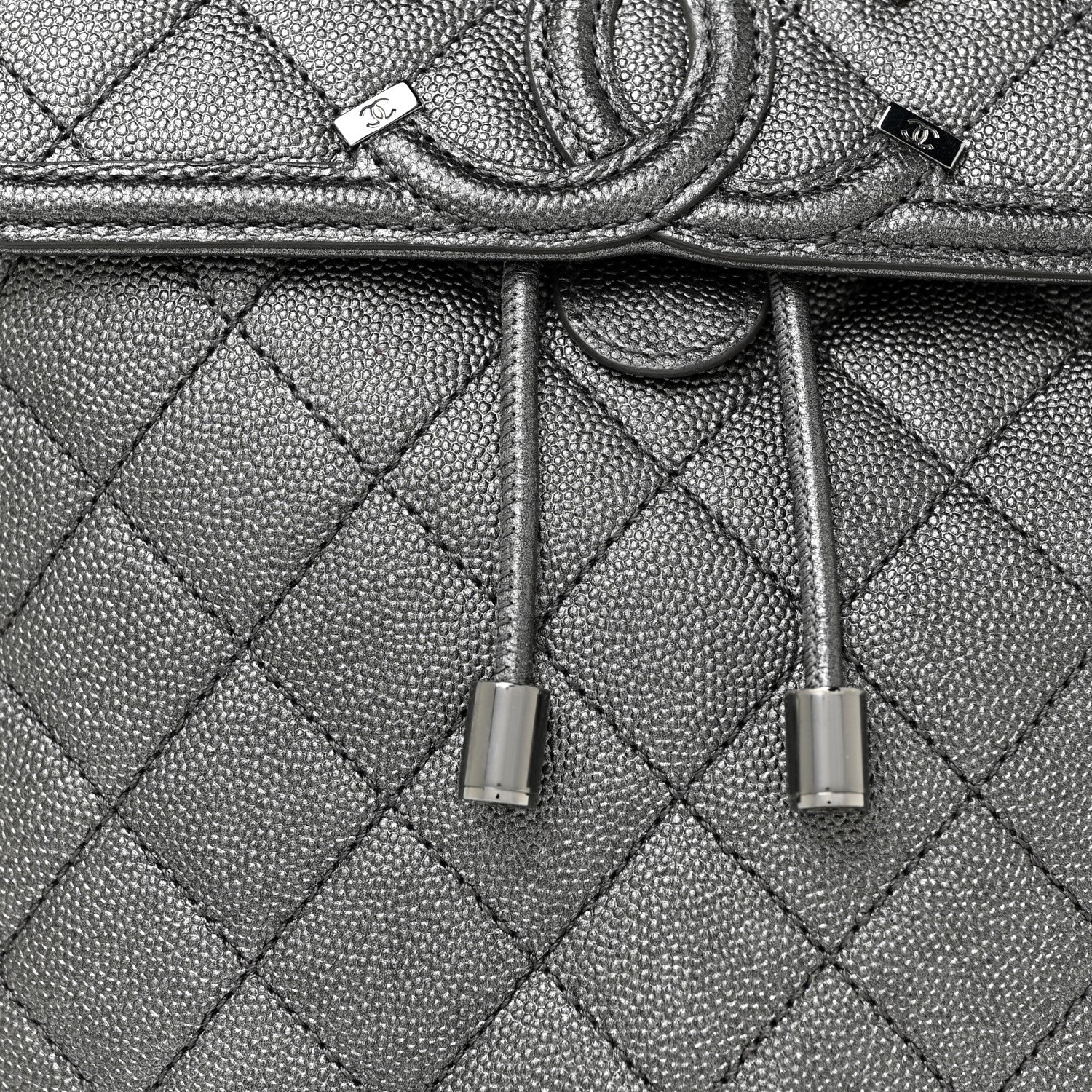 Chanel Metallic Caviar Quilted Filigree Backpack Dark Silver 8 of 10