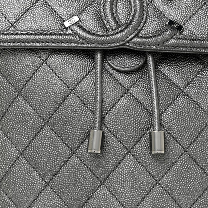 Chanel Metallic Caviar Quilted Filigree Backpack Dark Silver 8 of 10