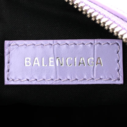 Balenciaga Extra Supple Calfskin Crocodile Embossed Le Cagole Shoulder Bag XS Lilac 7 of 11