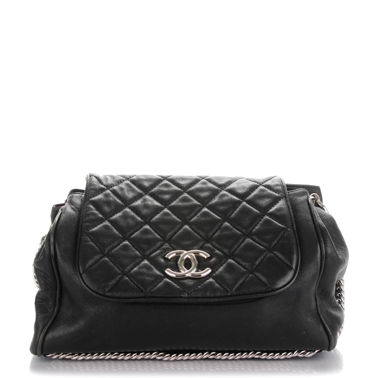 Lambskin Accordion Flap Black