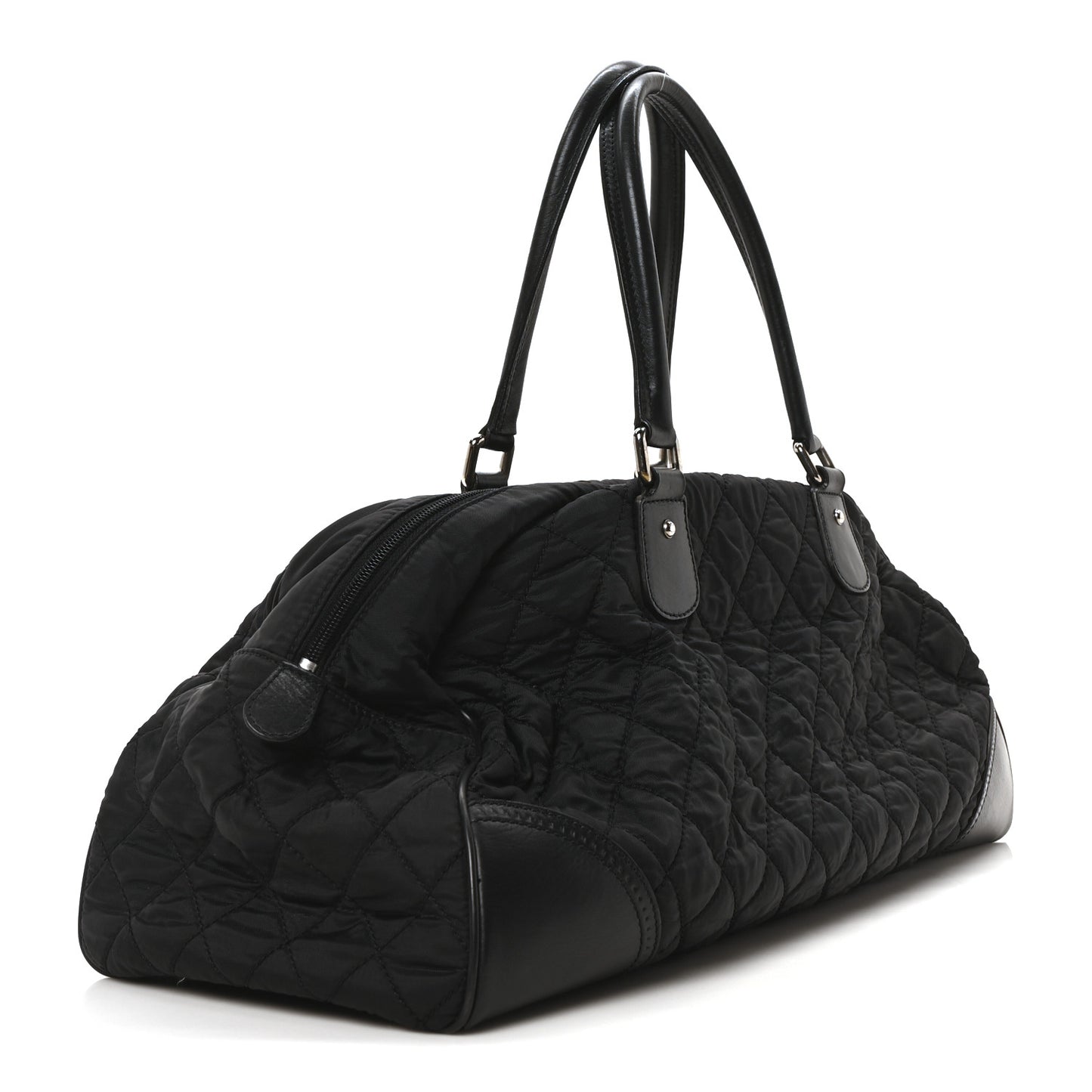 Calfskin Nylon Paris New York Duffel Bag Black