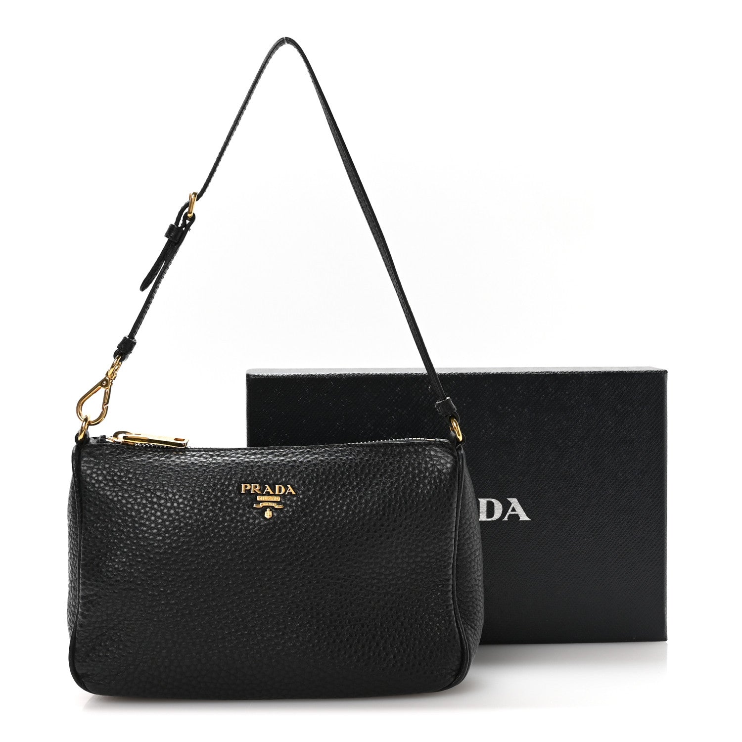 Prada Vitello Daino Pochette Bag Black 12 of 12