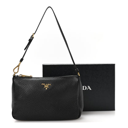 Prada Vitello Daino Pochette Bag Black 12 of 12