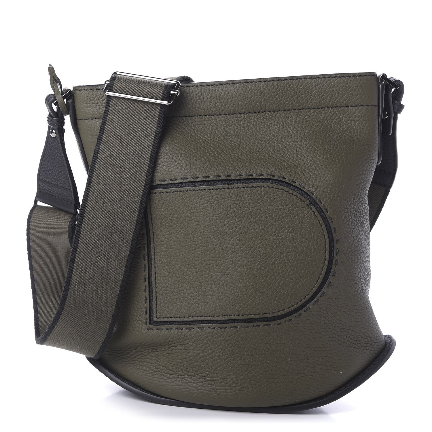 Delvaux Taurillon Pin Daily Surpique Bucket Black Kaki 1 of 8