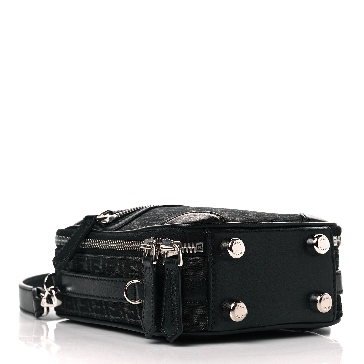 Fendi Recycled Fabric Jacquard Vitello Astro Micro FF Mini Trolley Bag Asfalto Black 4 of 10