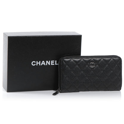 Chanel Caviar Quilted Zip Around Wallet Black 8 of 8