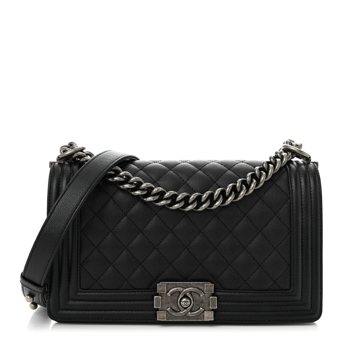 Caviar Quilted Medium Boy Flap Black