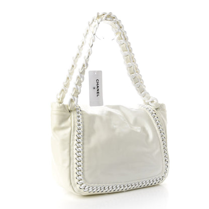 Chanel Crinkled Patent Modern Chain Flap White 3 of 9