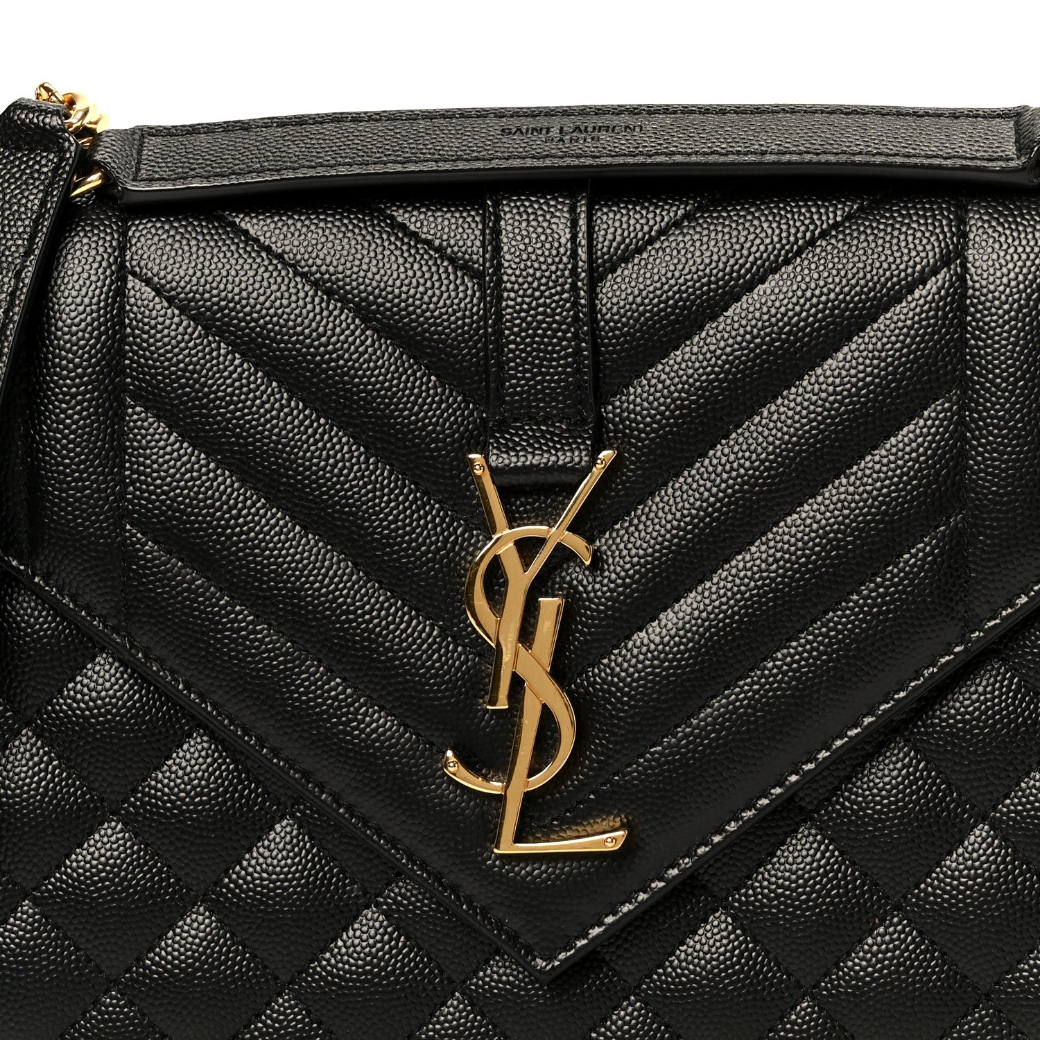 Saint Laurent Grain De Poudre Textured Mixed Matelasse Triquilt Medium Monogram Satchel Black 9 of 11