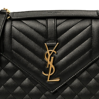 Saint Laurent Grain De Poudre Textured Mixed Matelasse Triquilt Medium Monogram Satchel Black 9 of 11