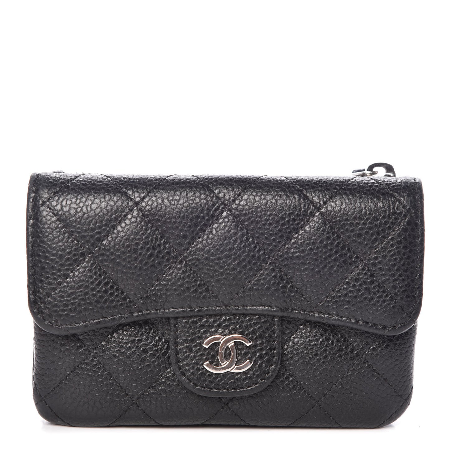 Caviar Quilted Coin Purse Black