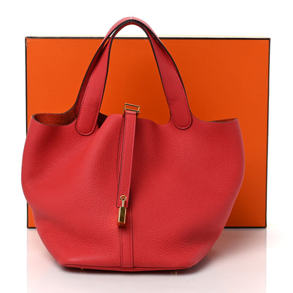 Hermes Taurillon Clemence Picotin Lock 22 MM Rouge de Coeur 9 of 9