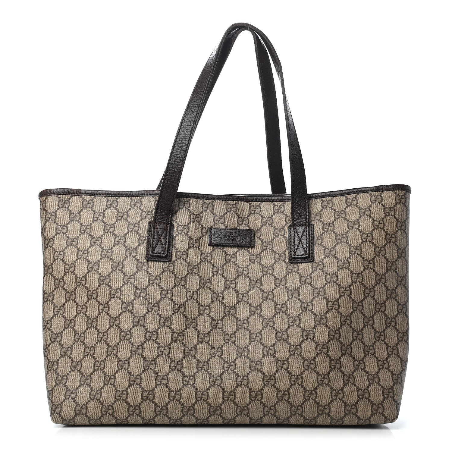 Gucci GG Supreme Monogram Medium Zippered Shopping Tote Dark Brown 1 of 11