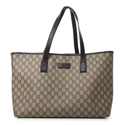 Gucci GG Supreme Monogram Medium Zippered Shopping Tote Dark Brown 1 of 11