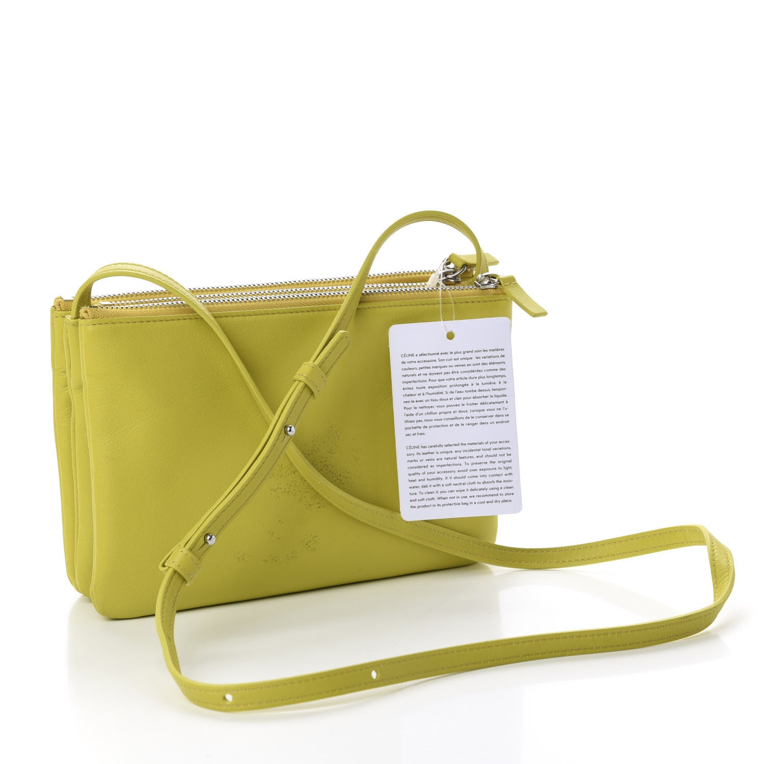 Celine Lambskin Small Trio Crossbody Bag Fluo Yellow 3 of 13